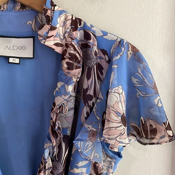 Alexis Melyssa Wrap Dress in Blue Floral - Picture 4 of 15